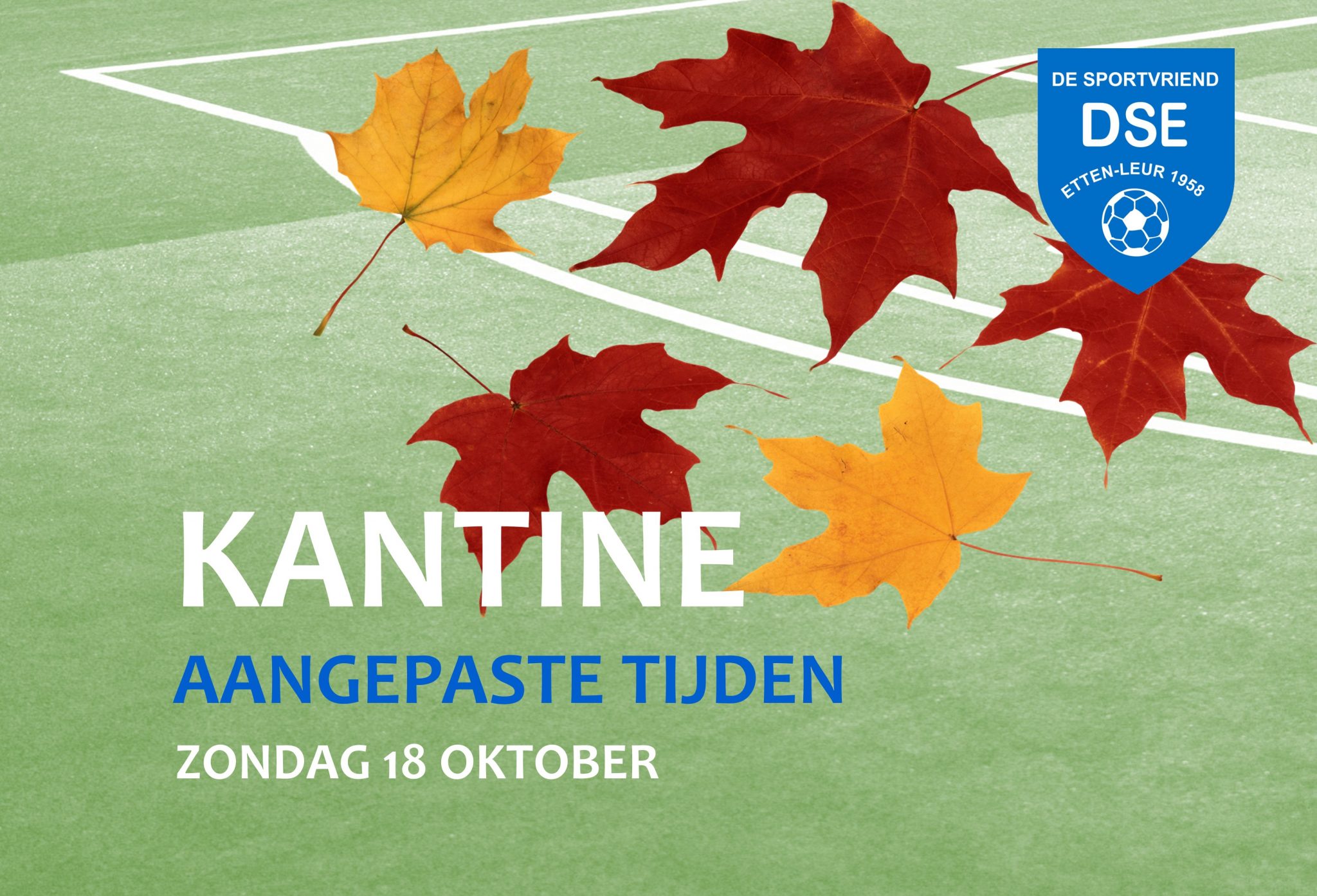Aangepaste openingstijden kantine 18 oktober