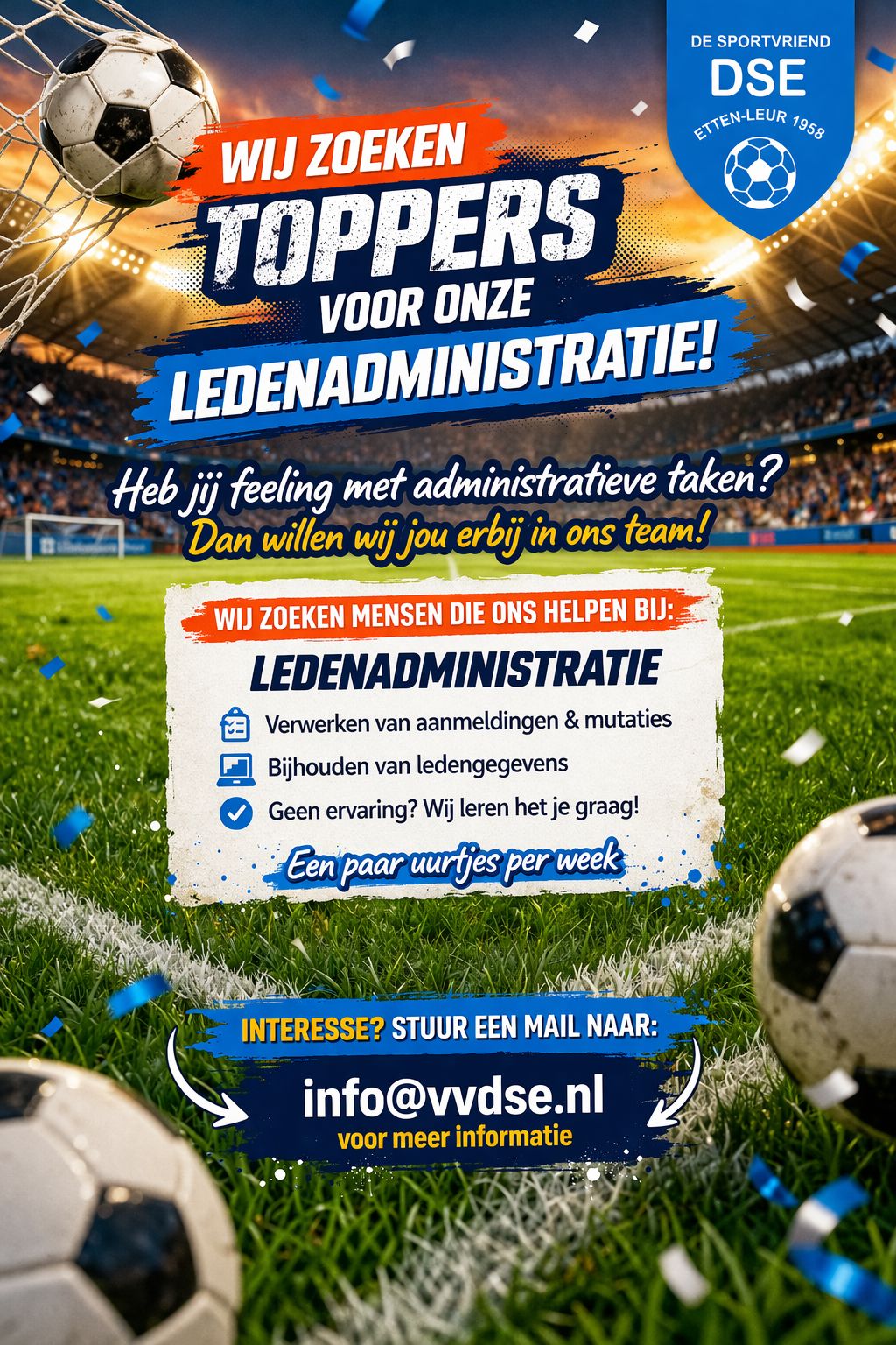 Gezocht: hulp bij de ledenadministratie